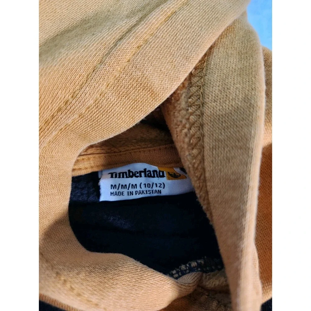 Timberland Kids Boy's Black Tan Fleece Logo Hoodie Sweater Medium 10/12 10 12